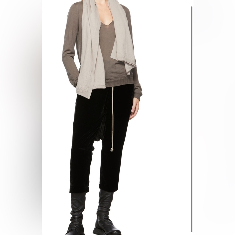 Rick Owens black velvet joggers cropped drop-crotch trousers isize 4 - Picture 1 of 10